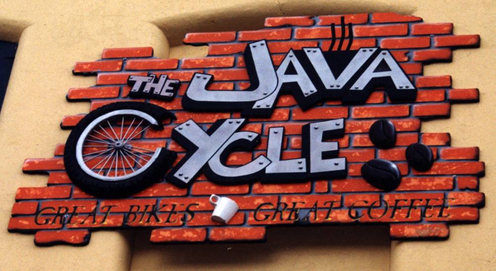 the java cycle vaughn warren sign and graphics